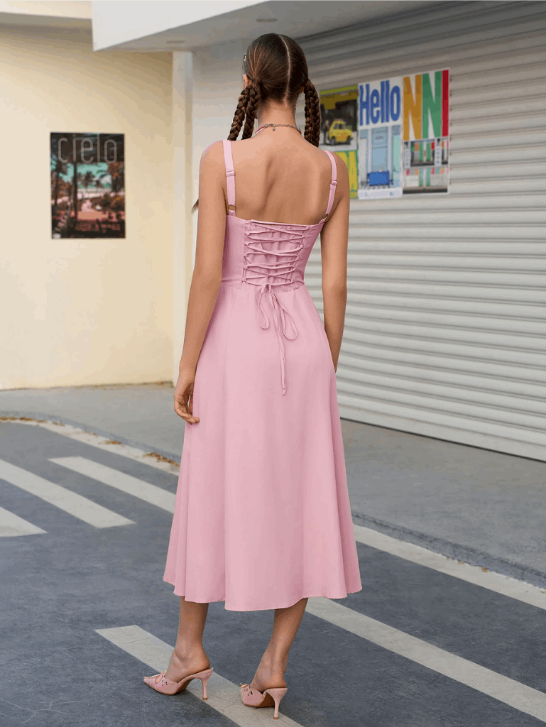 Ruched Bust Split Thigh Cami Dress